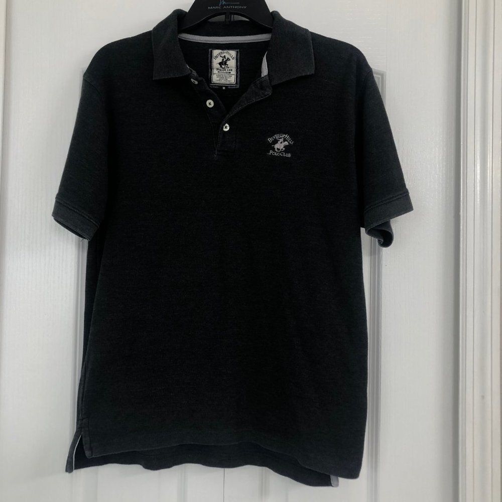 Beverly Hills Polo Club mens short sleeve cotton preppy polo shirt black medium